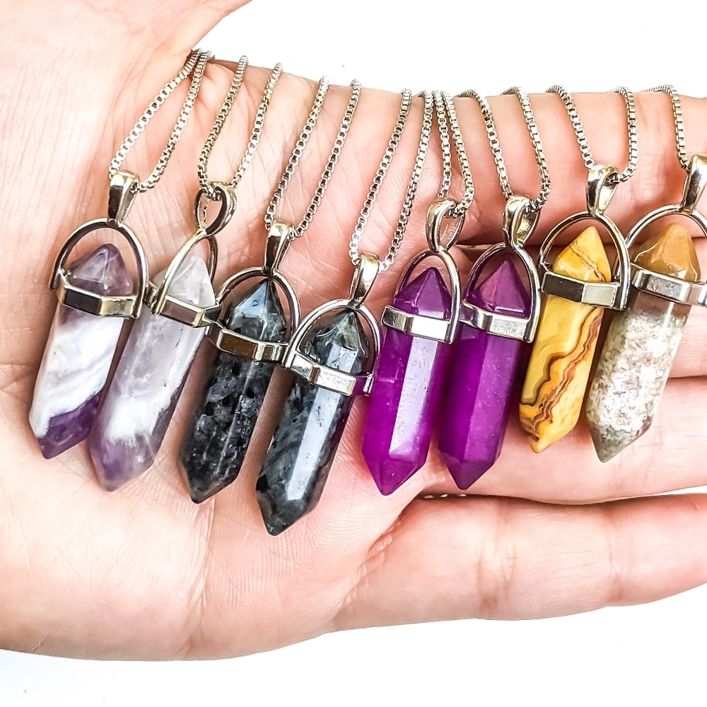 Italy 925 Sterling Silver Stamped Silver Gemstone Aura Cleansing Necklace 40cm - Picture 2 of 5